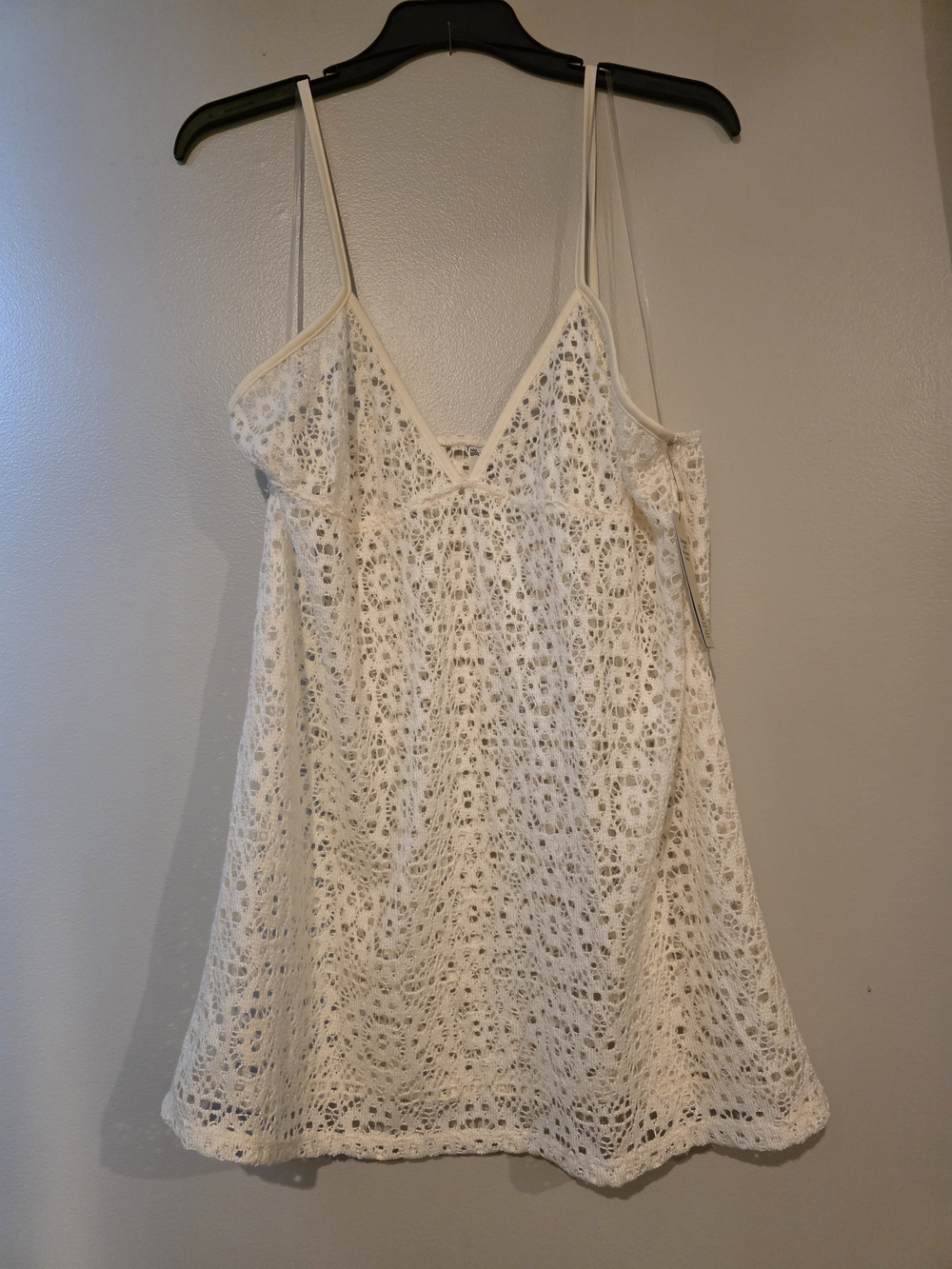 XL Top, No Boundaries White Lace Camisole with Spaghetti Straps